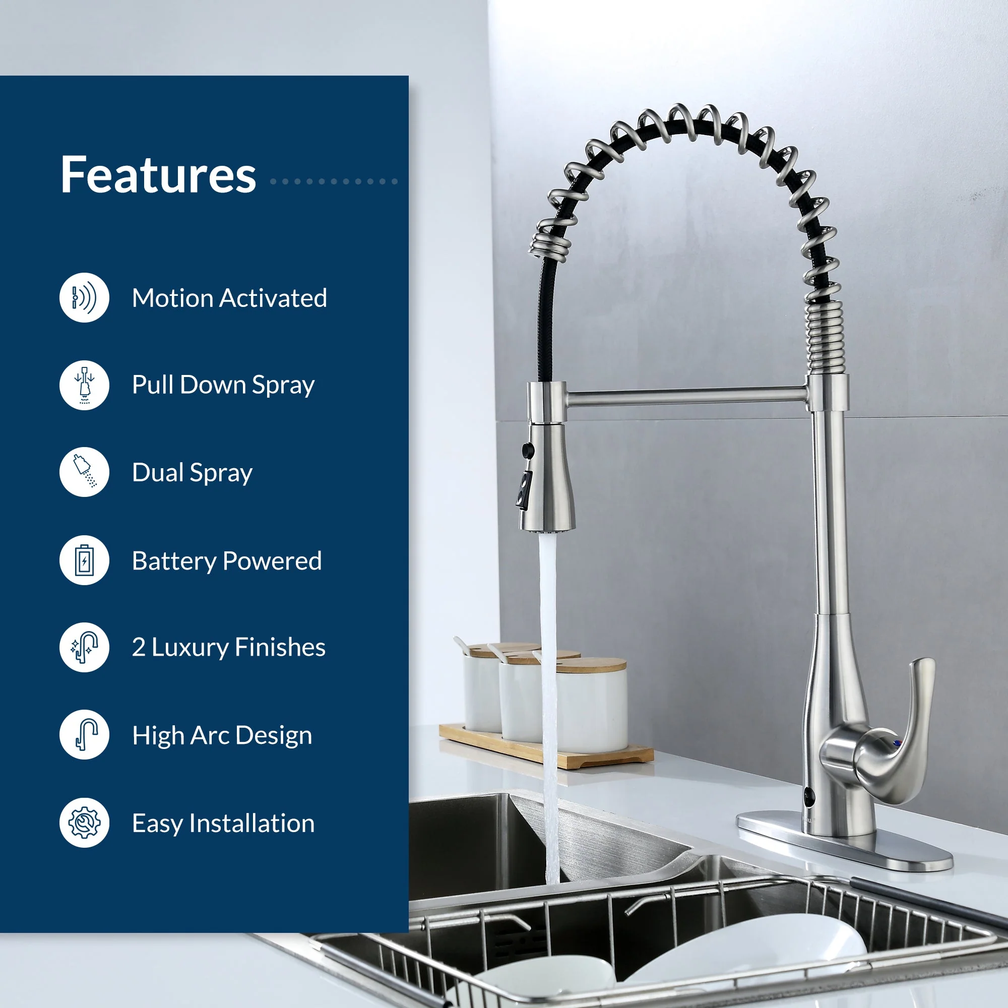 Flow Motion Spring Neck Kitchen Faucet - Image 5